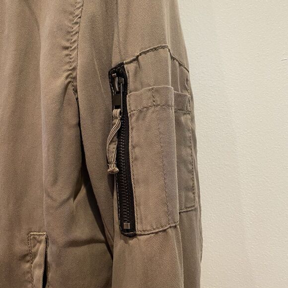 Cielo Basic Bomber Jacket Women Large Olive Green Black Trim Tencel READ - Picture 6 of 16